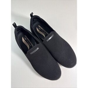 Skechers Arch Fit Womens Black Mesh Slip On Walking Sneakers Shoes 149057